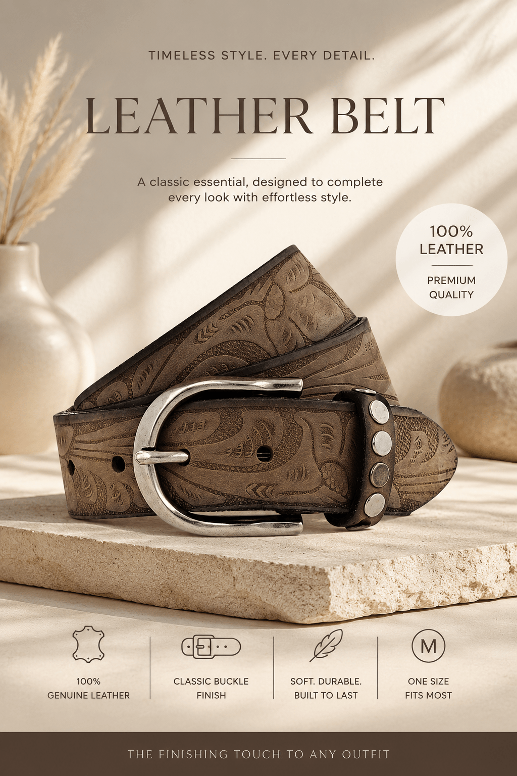 Wakanda Embossed Belt - Taupe - BB8 - Pizazz BoutiqueB Belt