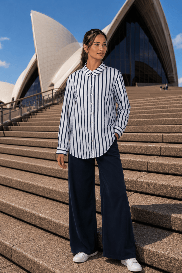 Wendy Shirt - Navy Stripe - N1 - Pizazz BoutiqueNamastai