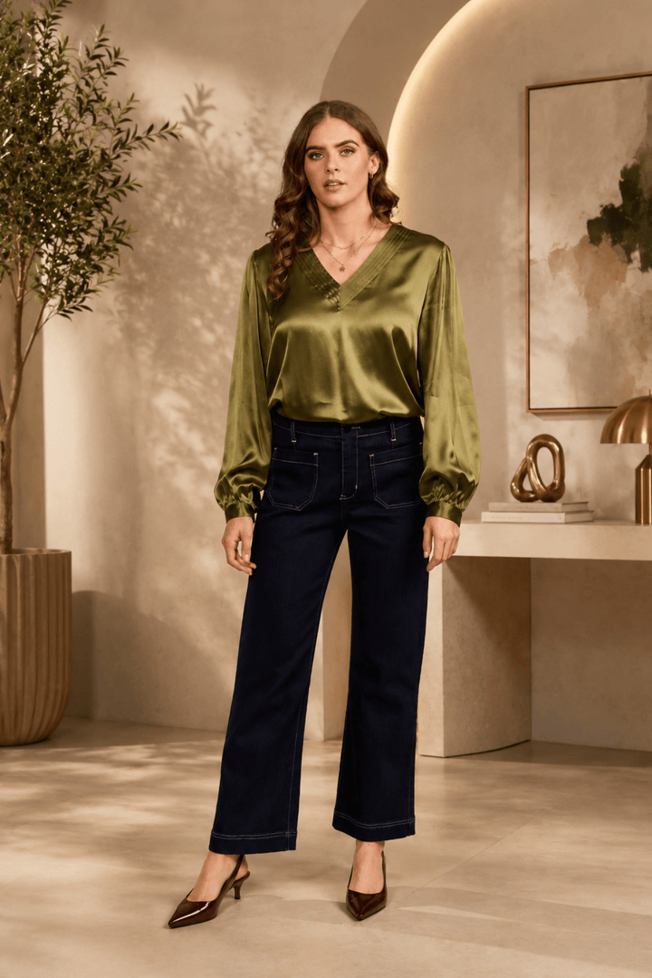 Wide Leg Ankle Grazer Jean - Ink - VA6 - Pizazz BoutiqueVassalli