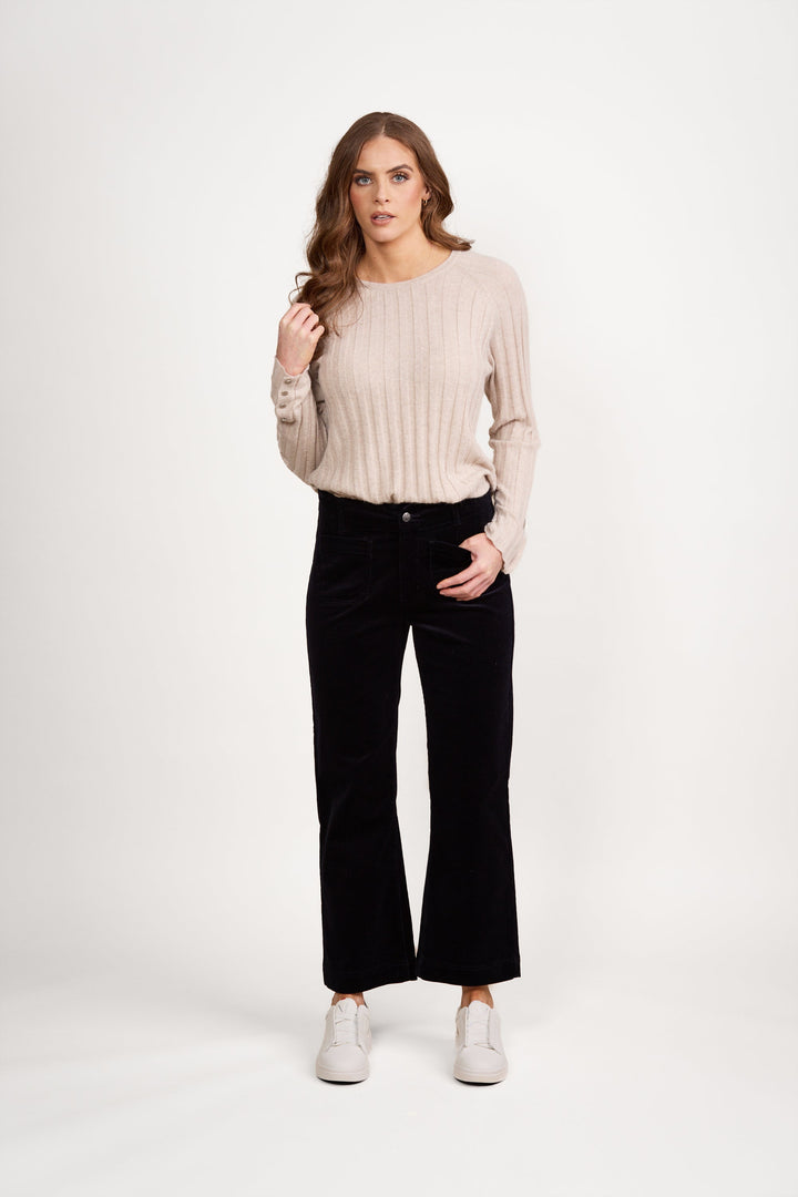 Wide Leg Ankle Grazer Pant - Midnight - VA5 - Pizazz BoutiqueVassalli