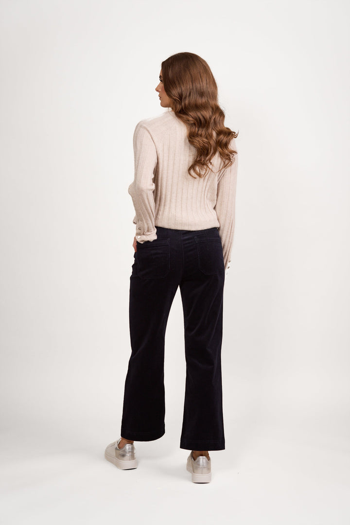 Wide Leg Ankle Grazer Pant - Midnight - VA5 - Pizazz BoutiqueVassalli