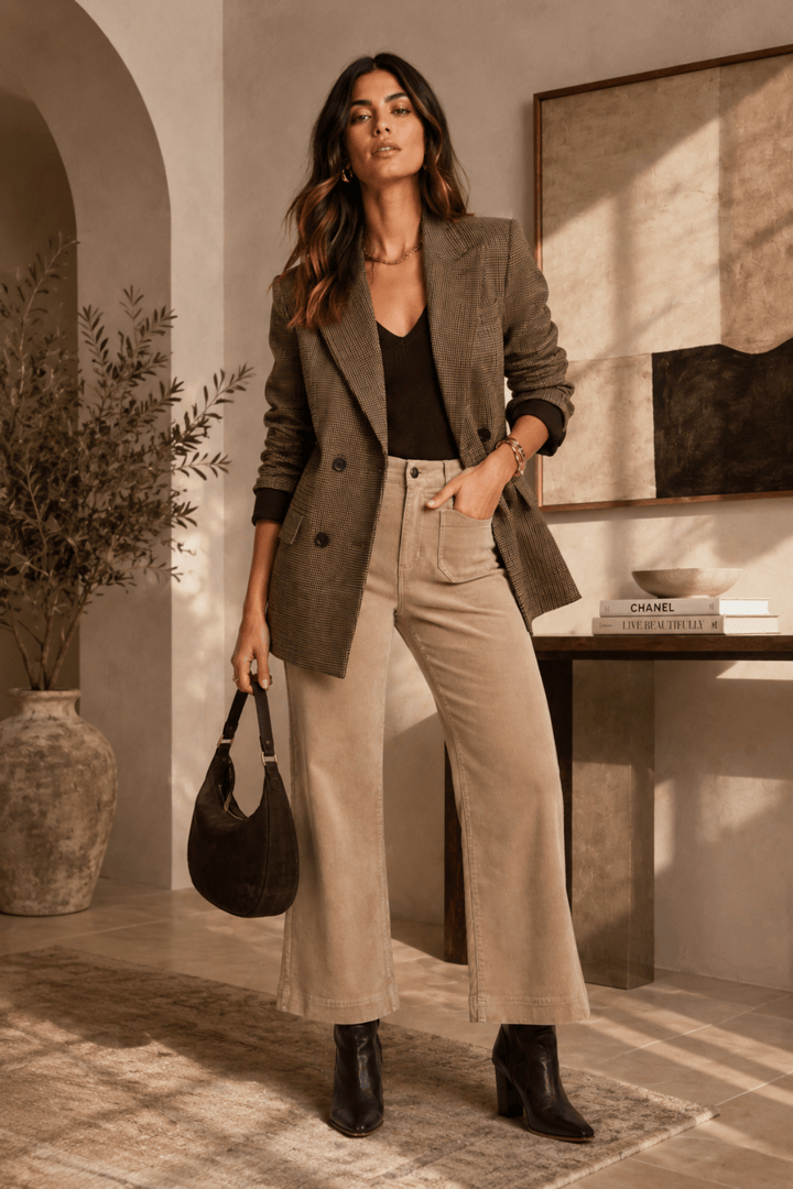 Wide Leg Ankle Grazer Pant - Oat - VA5 - Pizazz BoutiqueVassalli