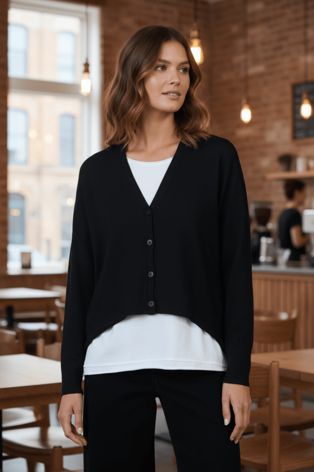 Willa Cardigan - Noir - N5 - Pizazz BoutiqueNamastai