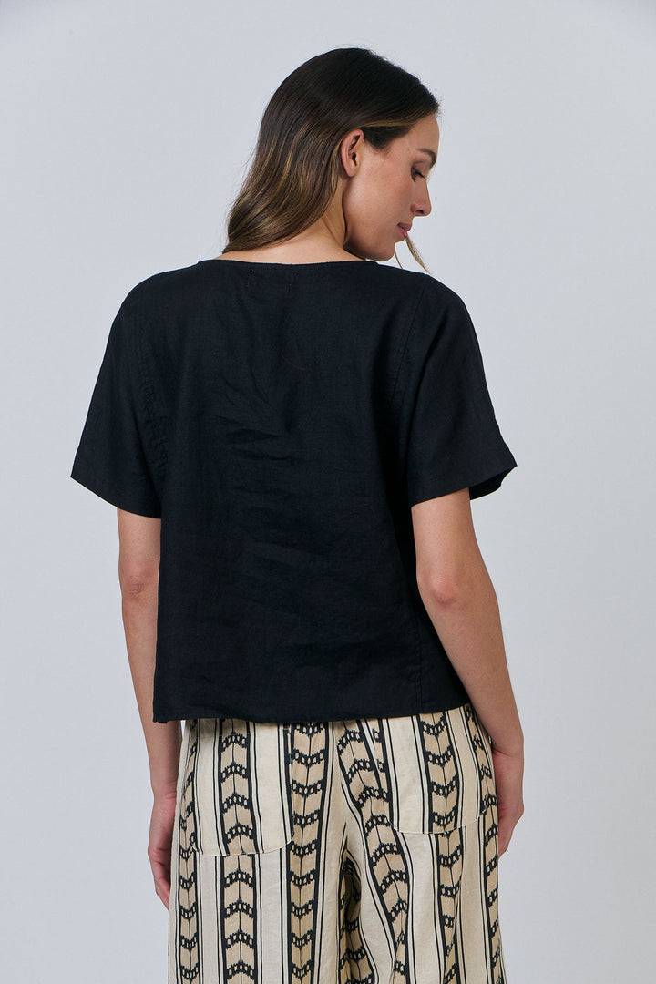 Willow Linen Top - Black - OJ9 - Pizazz BoutiqueNaturals By O & J