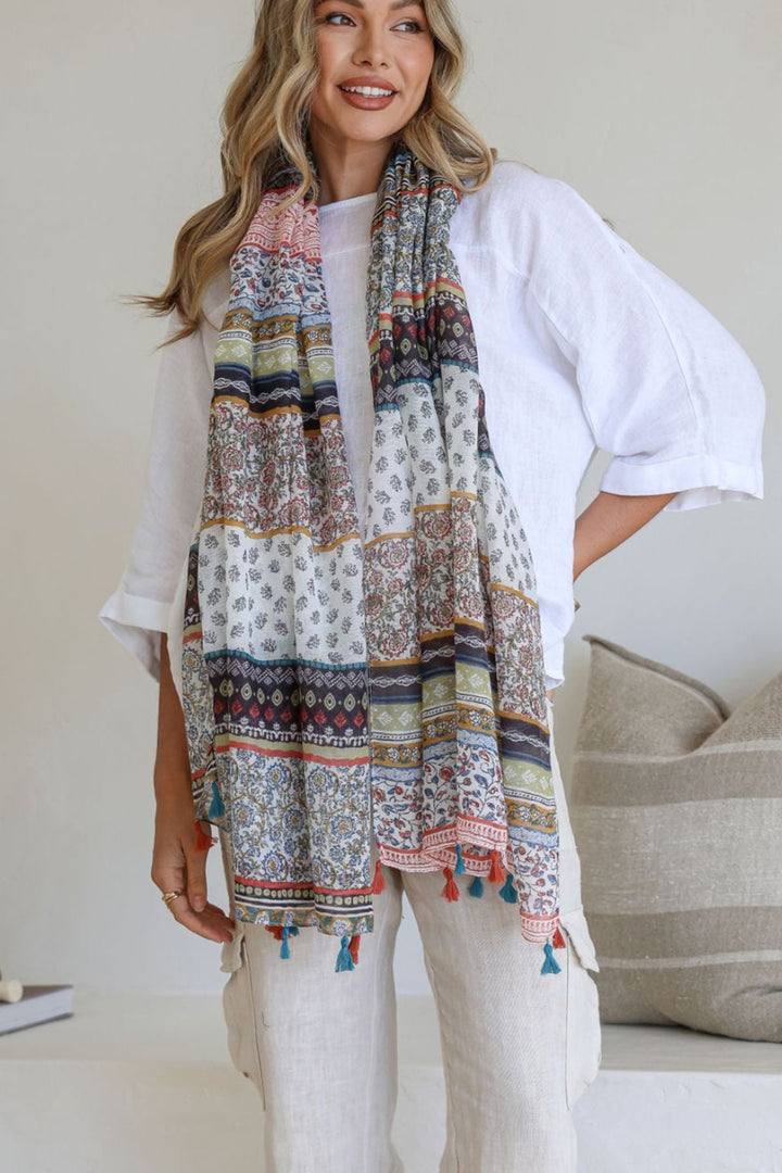 Wisteria Scarf - Tan Green - FR14 - Pizazz BoutiqueFree Spirit