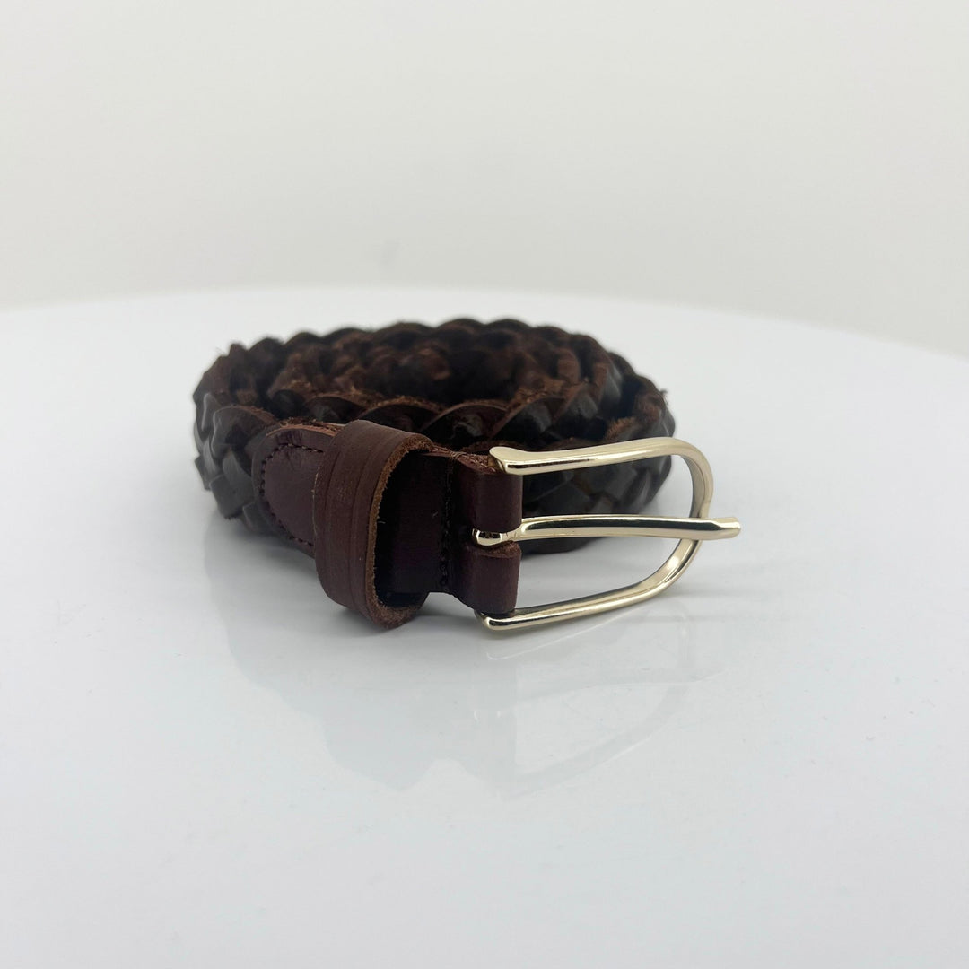 Woven Leather Belt - Dark Brown - V2 - Pizazz BoutiqueVanzetti