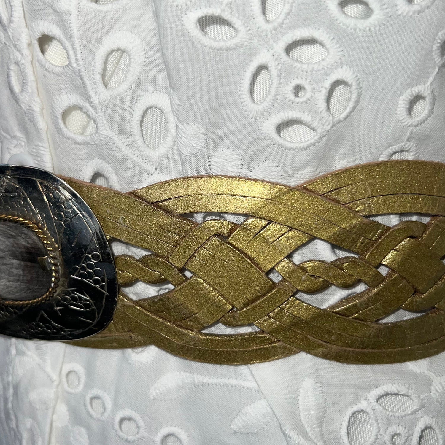 Gold clearance plaited belt