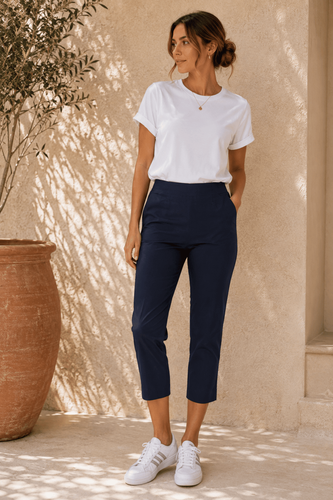 Zara Stretch Pant - Navy - TZ65 - Pizazz BoutiqueThreadz