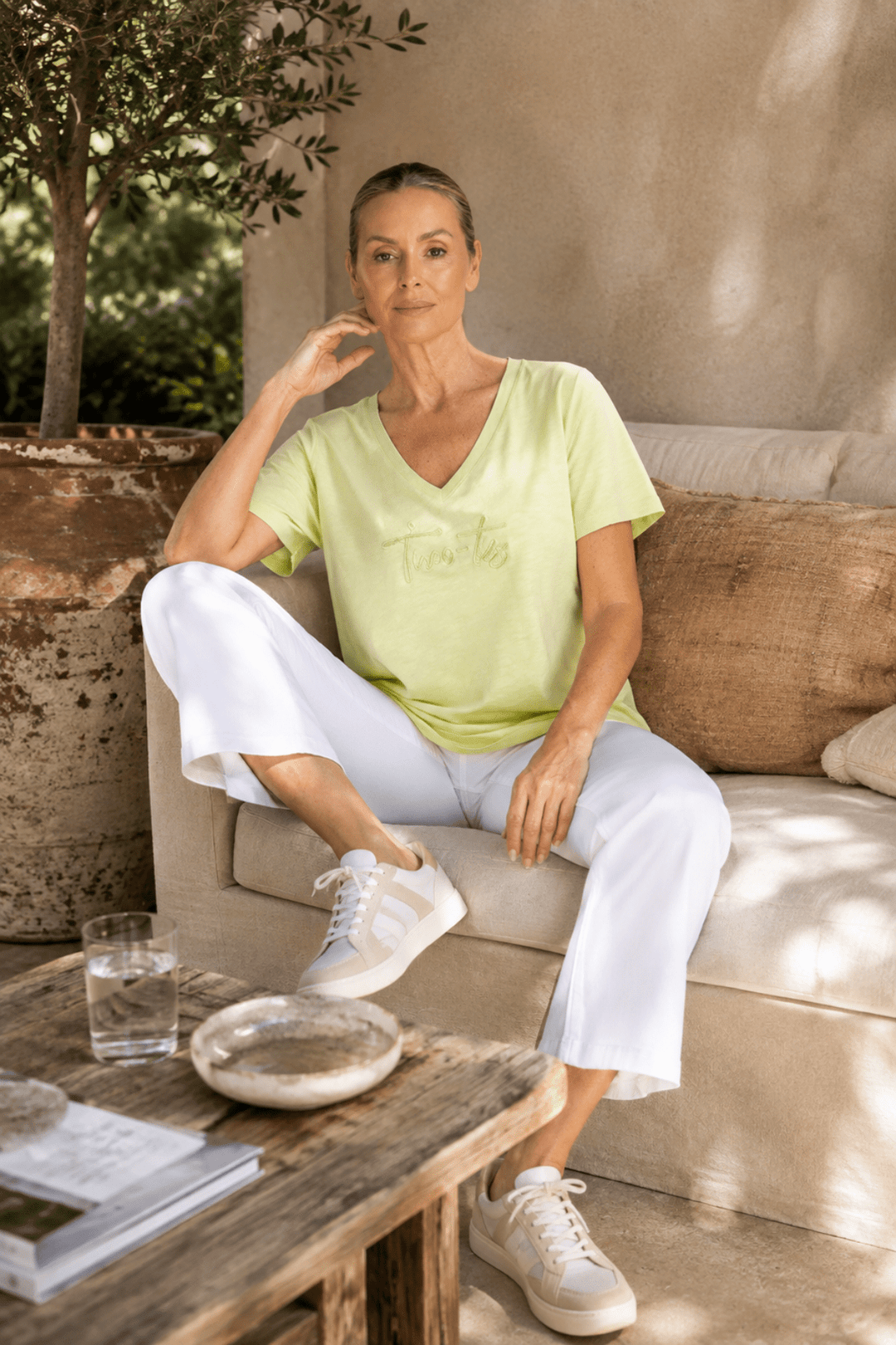 Zara V-Neck Tee -Lime -TT48 - Pizazz BoutiqueTwo-T's