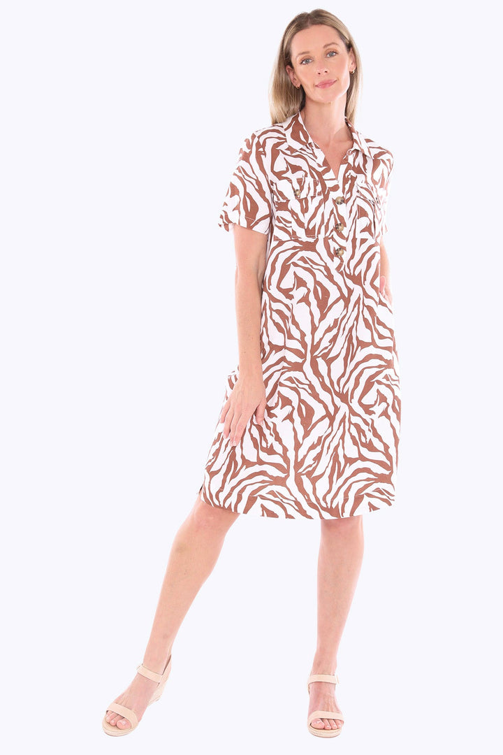 Zebra Mono Dress - Multi - JP14 - Pizazz BoutiqueJUMP