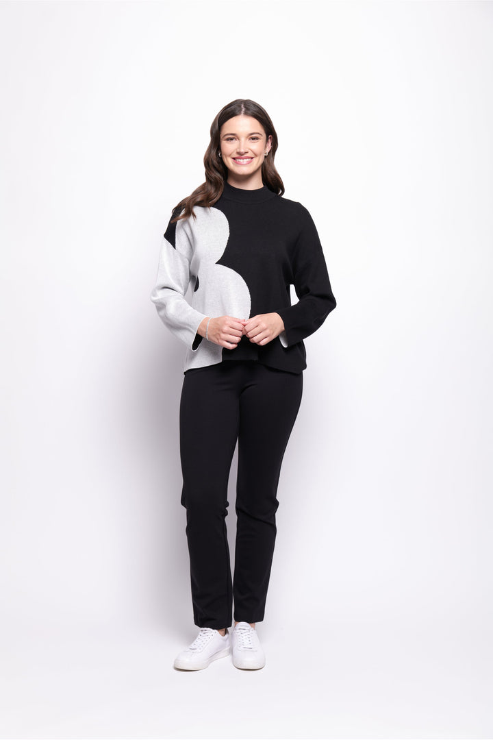 Zip Code Sweater - Mono Flower - F40 - Pizazz BoutiqueFoil