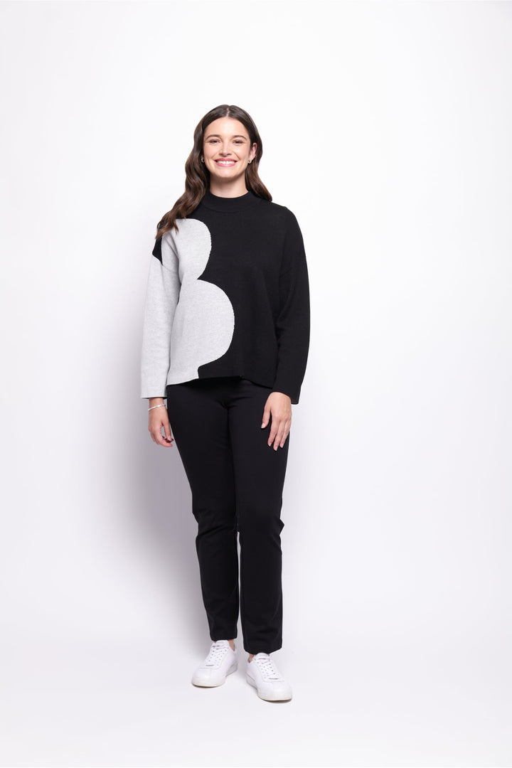 Zip Code Sweater - Mono Flower - F40 - Pizazz BoutiqueFoil