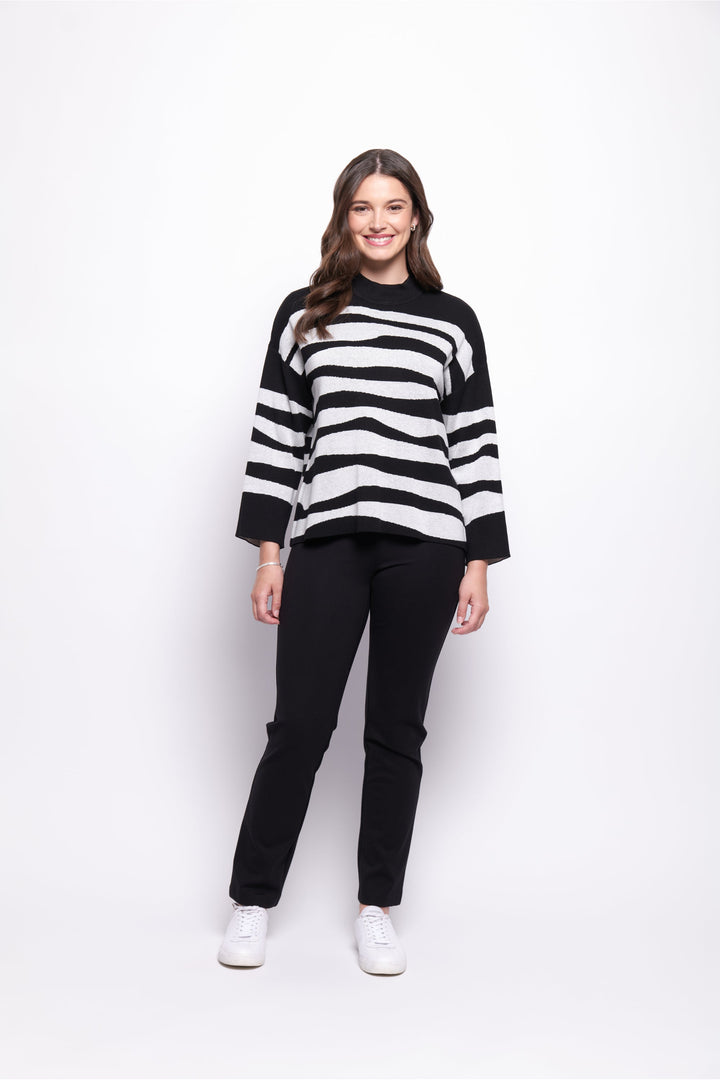Zip Code Sweater - Mono Tiger - F41 - Pizazz BoutiqueFoil