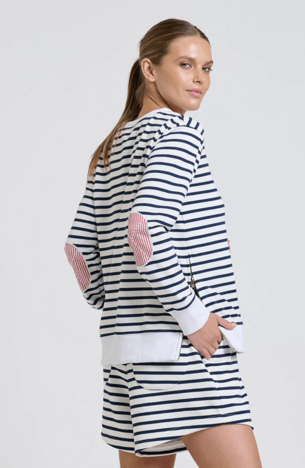 Zip Side Nautical Sweatshirt - Stripe - EST5 - Pizazz BoutiqueEST 1971