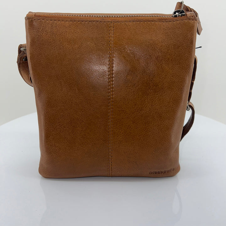 Zip Front Cross Over Bag - Tan - ML21