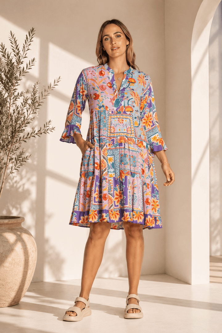 Zorana Tiered Dress - Multi - LL56 - Pizazz BoutiqueLula Life