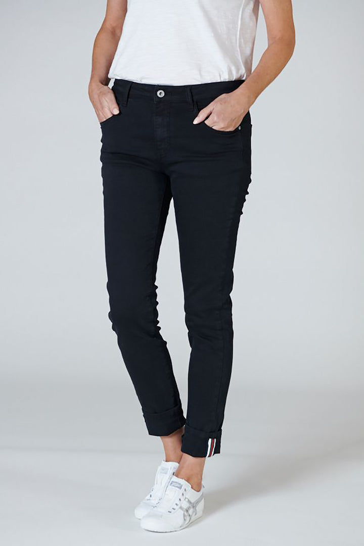 Polo Ankle Detail Jeans | Black | IS15