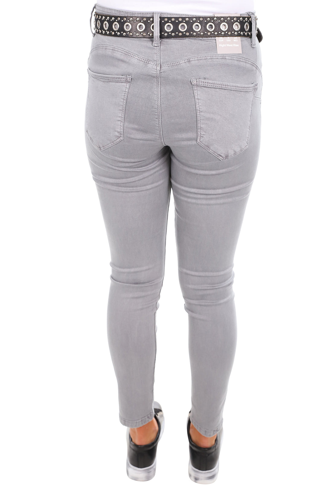 Ana and Lucy high rise jeans in grey, sold and shipped from Pizazz Boutique Nelson Bay women's dresses online Australia back view