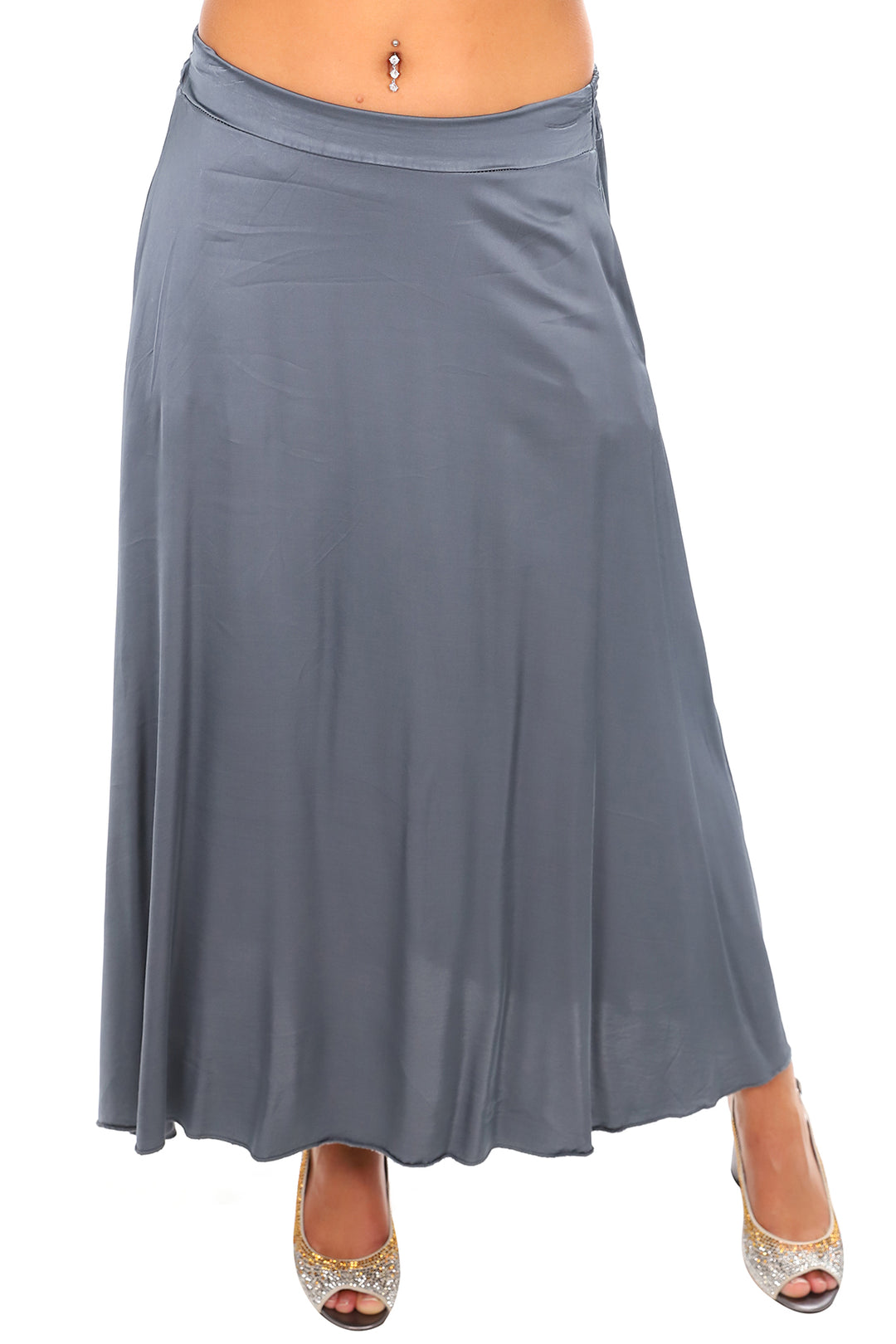 Silk Blend Skirt - Charcoal - CG92