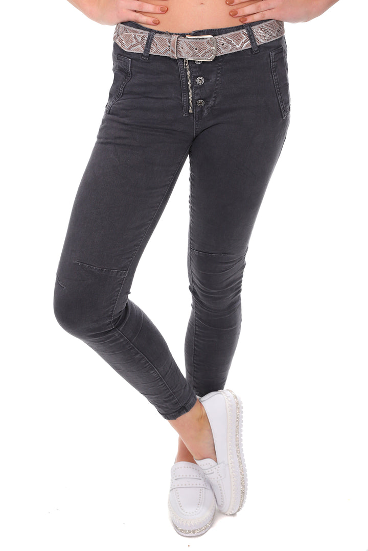 Classic Button Jeans - Charcoal - IS10