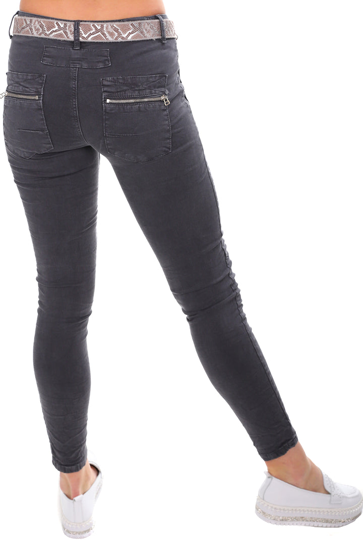 Classic Button Jeans - Charcoal - IS10