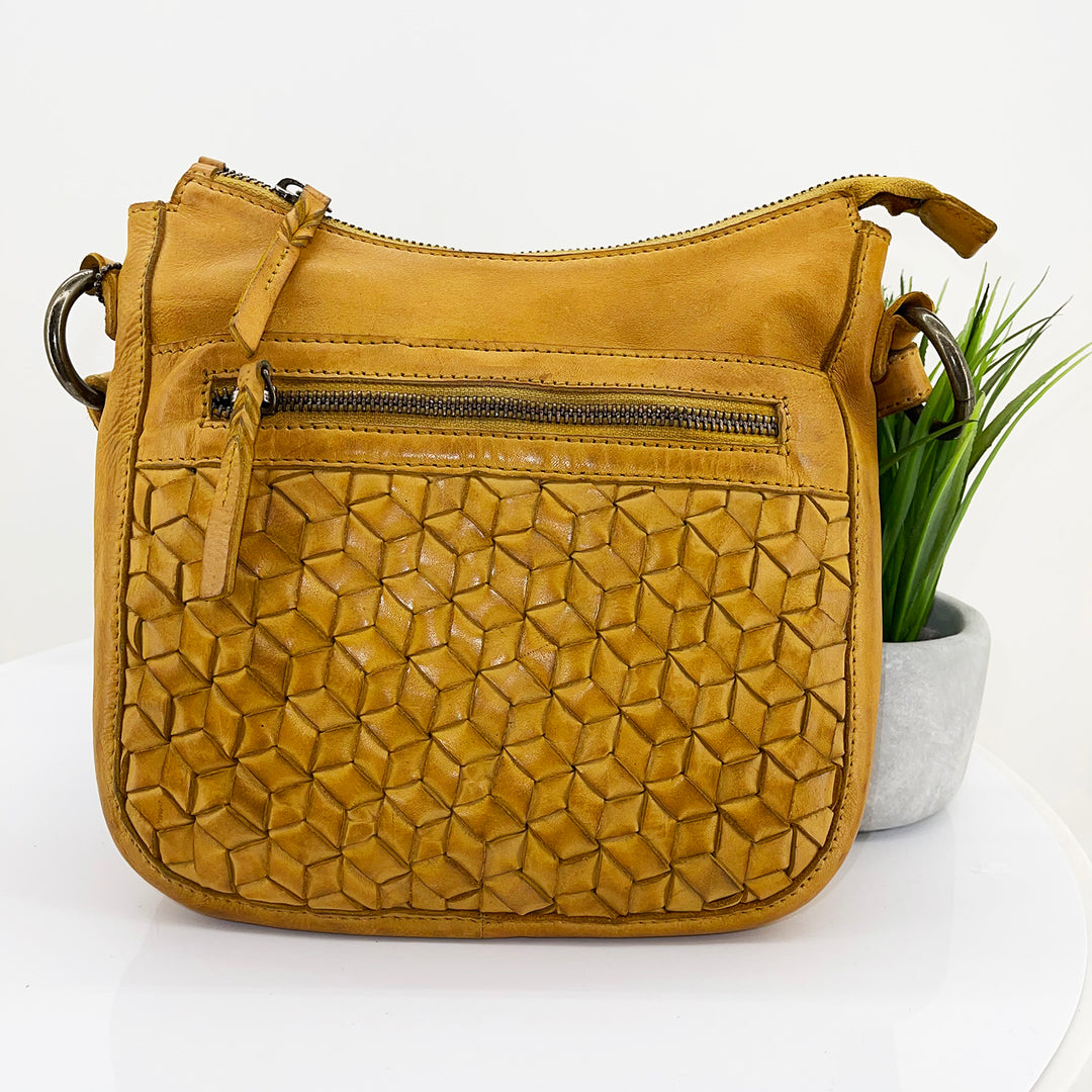 Leather Front Zip Bag | Yellow | ML18