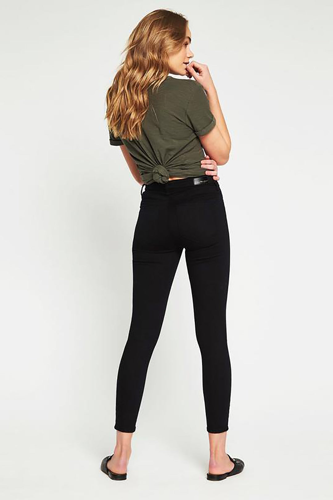 Woman wearing Alissa Ankle double black jeans by Mavi, Sold and shipped from pizazz Nelson Bay, women's dresses online Australia back view