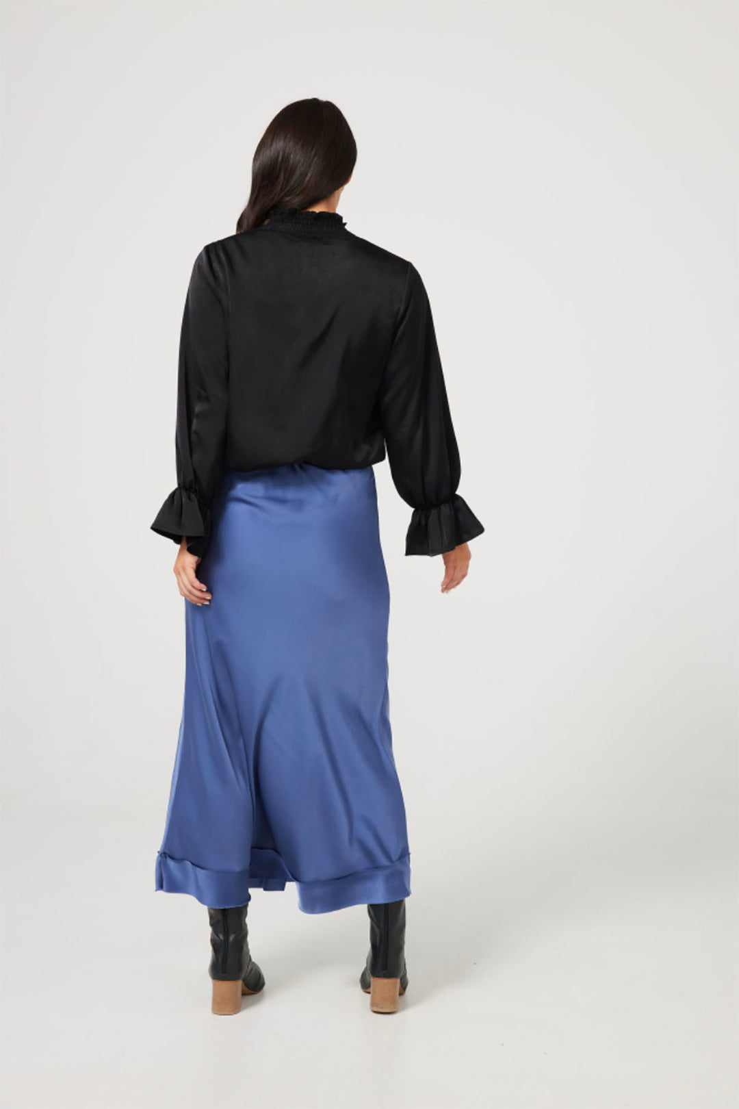 Carrington Skirt | Petrol Blue Satin | BT34