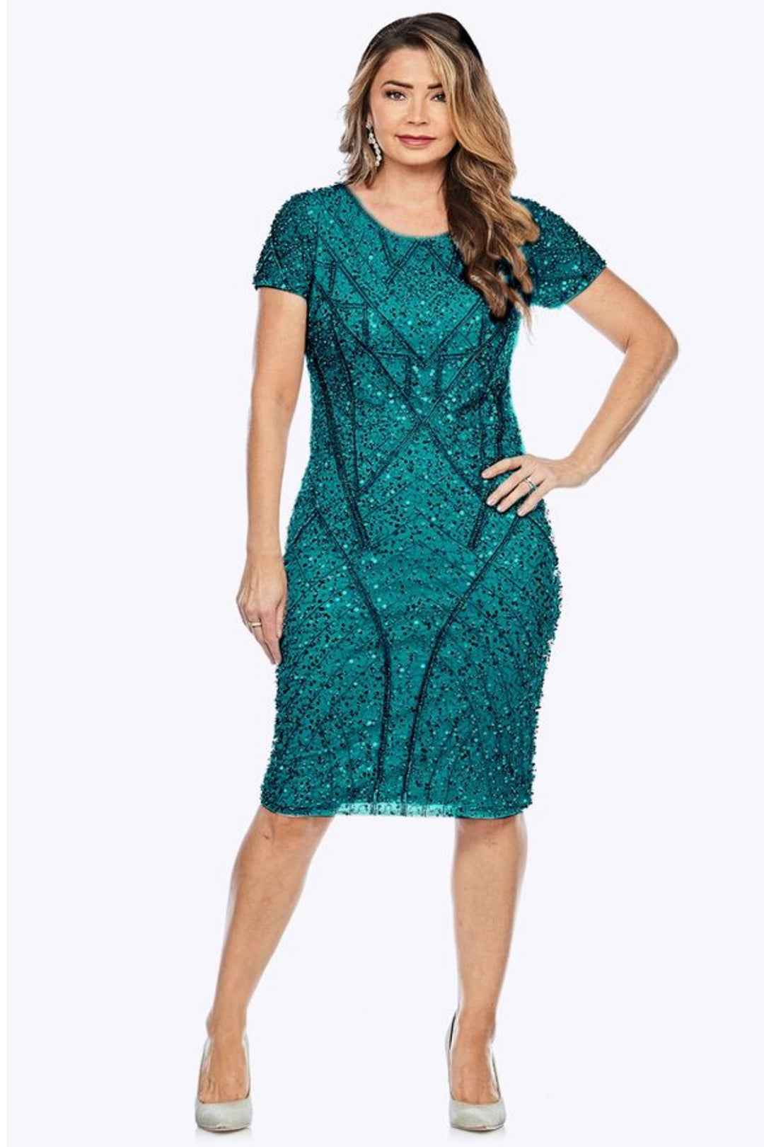 Woman wearing the Jade Belle dress in Jade by Jesse Harper, sold and shipped from Pizazz Boutique Nelson Bay women's dresses online Australia