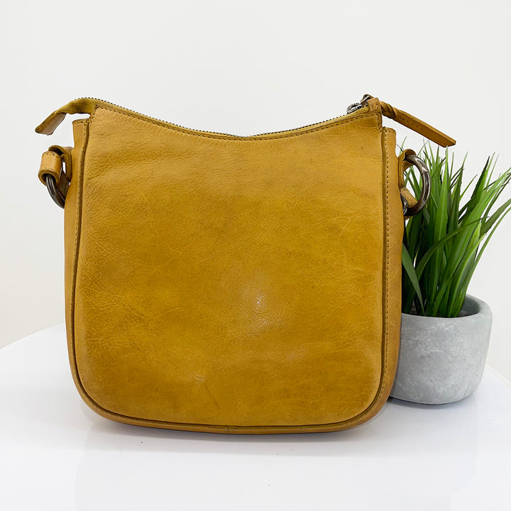 Leather Front Zip Bag | Yellow | ML18