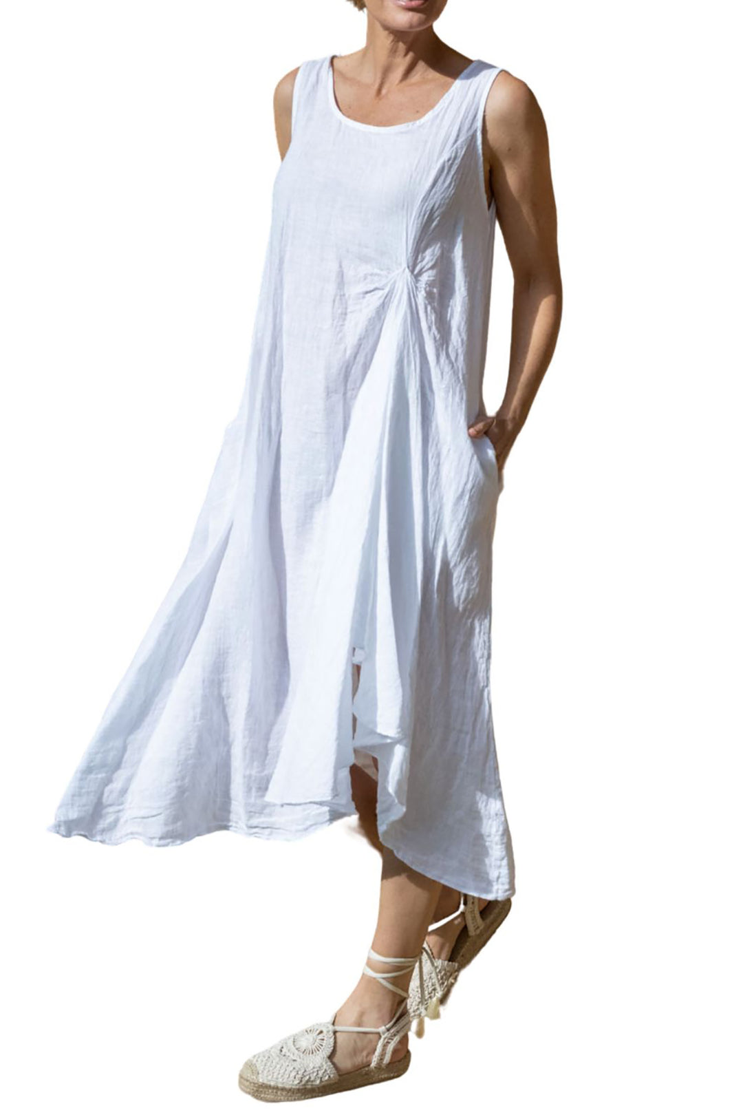Mia Linen Dress | White | IC43