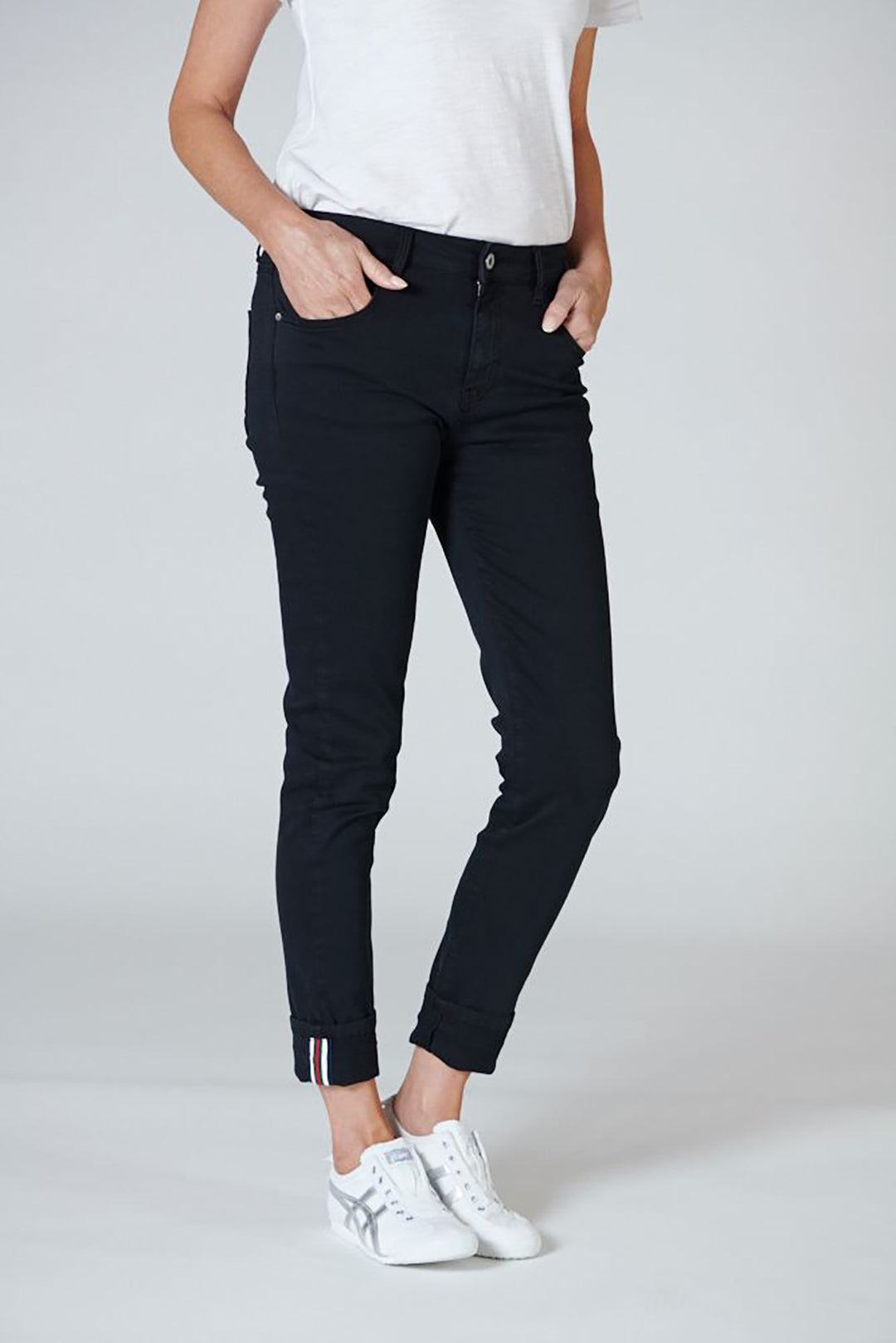 Polo Ankle Detail Jeans - Black - IS15