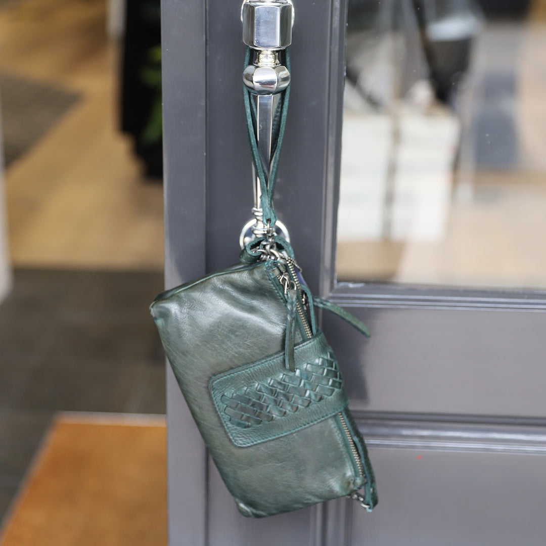 Multi Compartment Leather Crossbody Bag | Emerald
