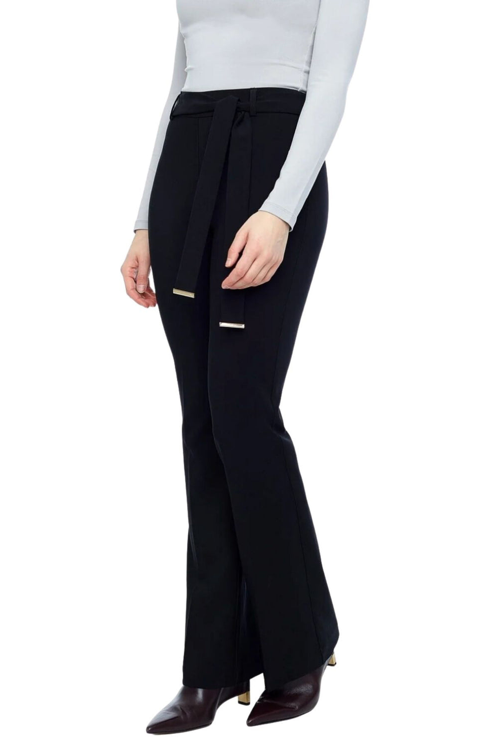 Perfectly tailored the Palermo Bootcut Pant by Up! is all about sophistication and elegance. With its tailored aesthetic and featuring a slip on tummy control waistband these pants are flattering and comfortable. Featuring a removable belt sash, with a classic full length makes these pants timeless and on trend.  Brand : Up! Style Code : 67591 UP Women’s body-shaping bootcut pant Pull-on elastic waistband Built-in tummy control Slim bootcut fit Full length Tailored leg pleats Removable belt sash