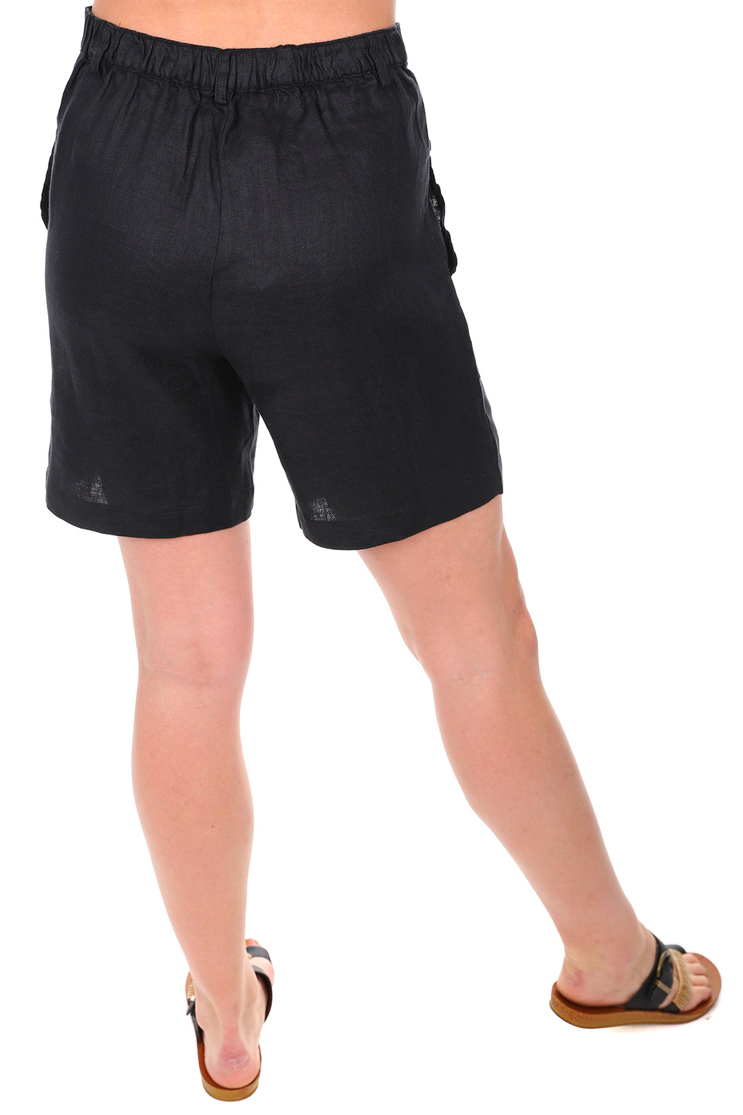 Linen Mid Shorts | Black