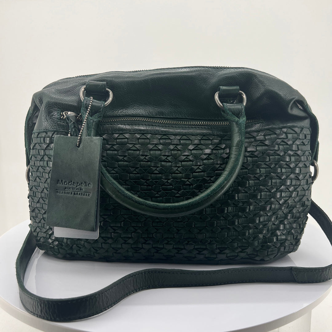 Diamond Weave Shoulder Bag | Emerald | ML39