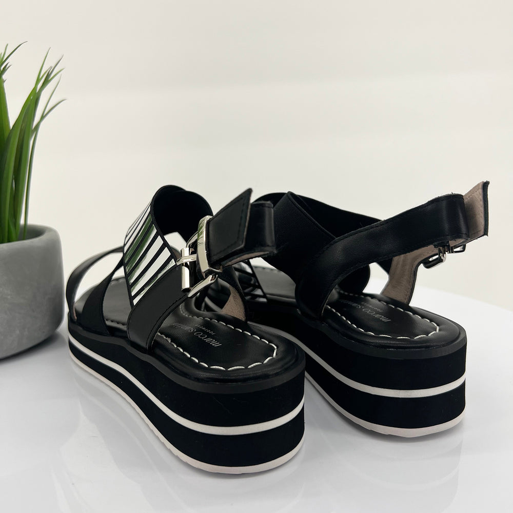 Black Leather Sandals by Marco Santini, sold and shipped from Pizazz Boutique Nelson Bay online women's clothes shops Australia