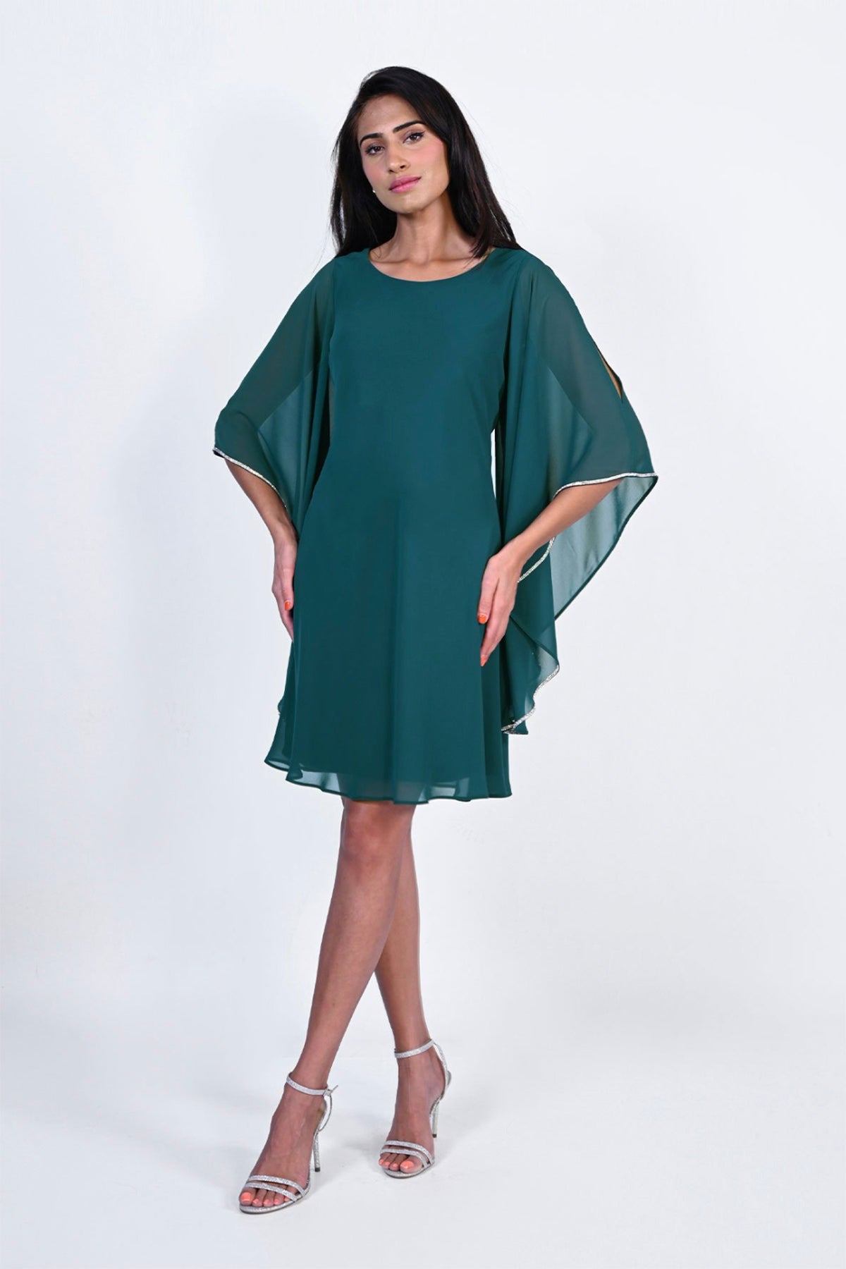 Green hot sale chiffon dress