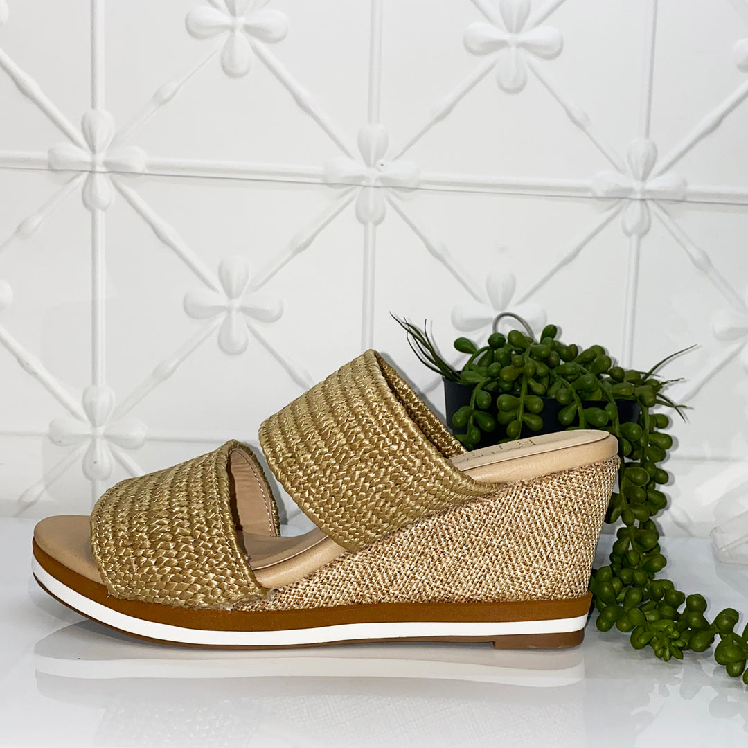 Tods raffia wedge in natural by Laguna Quays Resort, sold and shipped from Pizazz Boutique Nelson Bay online women's clothes shops Australia