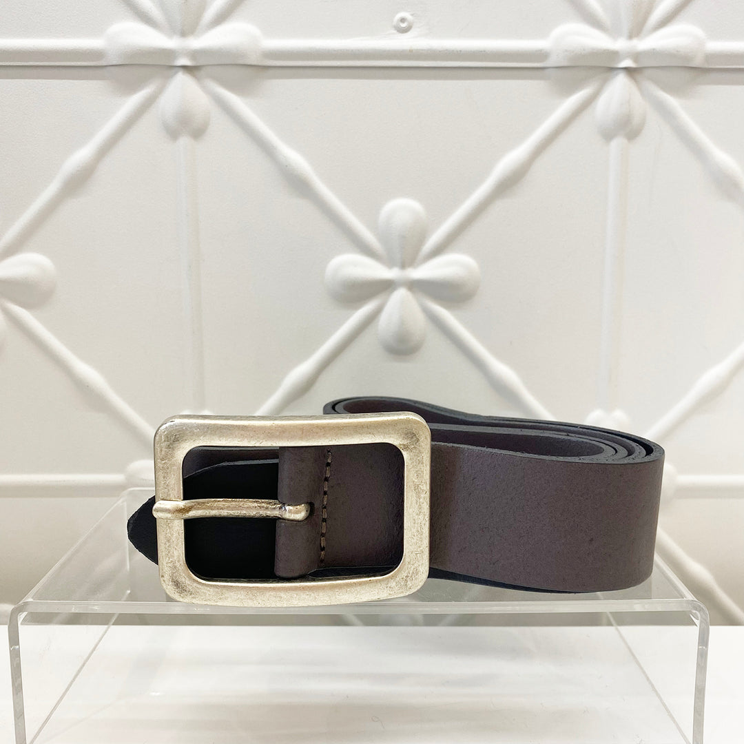 Square Buckle Leather Belt | Anthracite | V1